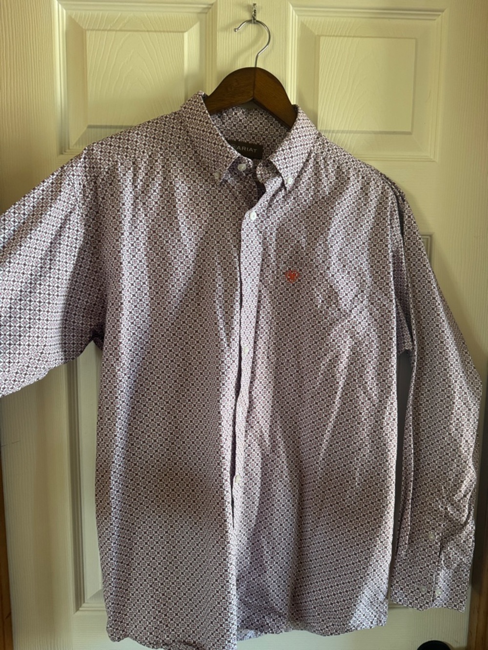Ariat Men's White and Purple Micro-Pattern Button-Down Shirt - Picture 4 of 5